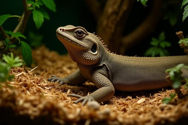 Natürliches Substrat und Dekoration im Terrarium